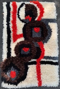 Vintage 60s Abstract Shapes Latch Hook Rug Tapestry Art Mid Century MCM Modern - Picture 1 of 8