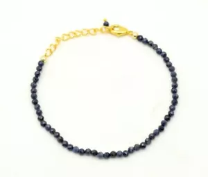 2-3 mm Natürlicher Blauer Saphir Facettiert Rund Edelstein Perlen Frau Zierliches Armband - Bild 1 von 9