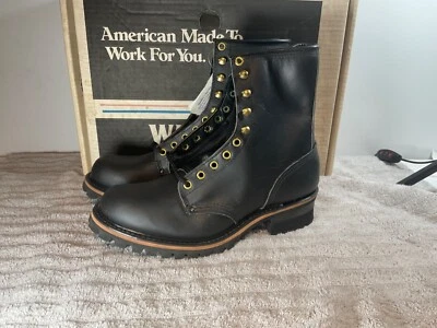 NOS Mens Soft Toe 791 Walker Lace Up Black Leather Logger  Boots Multiple Sizes - Image 1 of 4
