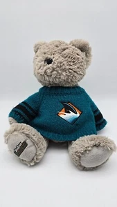 San Jose Sharks Teddy Bear 10" Bean Bag Plush Creations With Shark Sweater 2007 - Picture 1 of 8