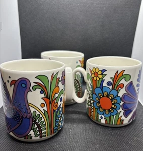 3 Villeroy & Boch Acapulco Coffee Tea Mug Cups Multicolor Birds Luxembourg Gap - Picture 1 of 13