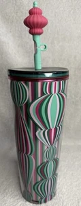 New Starbucks Holiday Tumbler 2024, Silicone Straw Topper, Red, Green, Pink - Picture 1 of 4