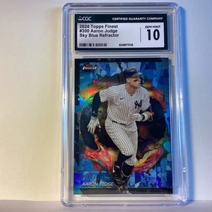 2024 Finest Aaron Judge #300 Sky Blue Refractor/150 Gem Mint 10 - Picture 1 of 4