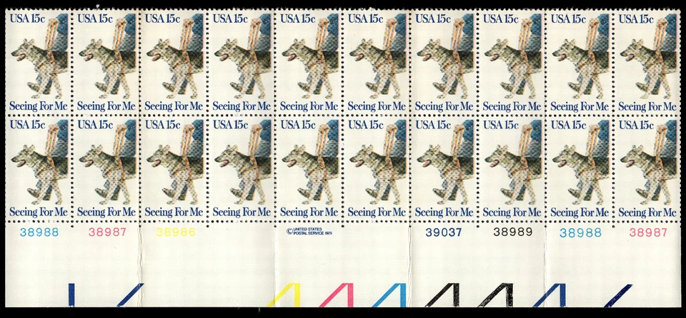 US Scott # 1787, Seeing Eye Dogs, Plate Block of (20) 1979 15¢ Stamps, MNH - Image 1 of 1