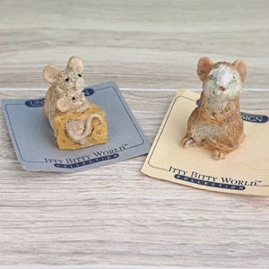 Itty Bitty World United Designs Mice W/ Cheese & Mouse Mini Figurines VTG 1986 - Picture 1 of 11