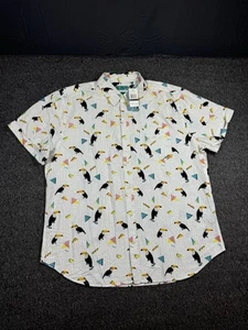 Camisa hawaiana Joe Marlin para hombre XL blanca tucán tropical con cuello abotonado - Imagen 1 de 14
