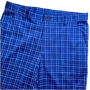 Izod Golf Pants Men's Blue/White Plaid Straight Leg Lightweight 34 - Picture 1 of 7