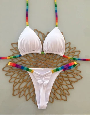 Sexy Triangle Push Up Brazilian Bikini Thong Swimwear Women Side String Swimsuit - Image 1 of 4