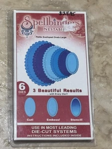 SPELLBINDERS Nestabilities PETITE SCALLOPED OVALS LARGE Cut Emboss Stencil Set - Picture 1 of 2