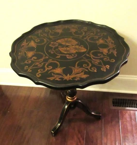 MAITLAND SMITH Gilded Leaf Mahogany Pedestal Pie Crust Table - Picture 1 of 5