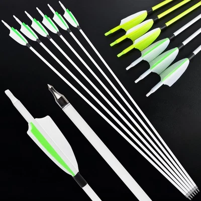 30'' Archery Carbon Arrows SP500 3" Turkey Feathers Recurve Bow Hunting Target - Image 1 of 4