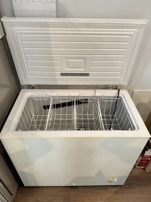 White Convertible Chest Freezer 37.25”W X 21D X 32.5”T with Organizer Baskets - Image 1 of 4