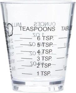 1oz Plastic Measuring Cup Shot Glass Measurer - Measure in Oz, Tsp, Tbsp or mL - Picture 1 of 5