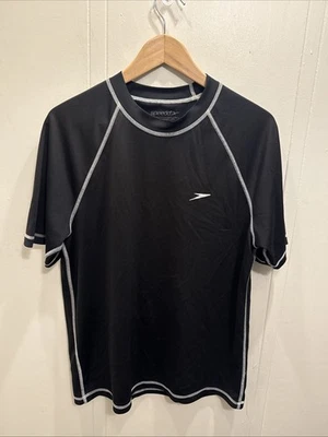 Camisa de natación Speedo con protección contra erupciones para hombre M negra UPF 50 elástica rendimiento piscina playa Foto 1 de 4