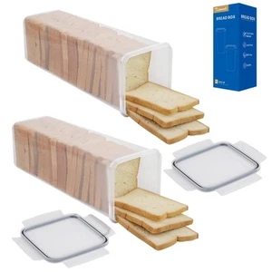 2 Pack Bread Box, Plastic Bread Container, Bread Storage for Kitchen Counter,... - Picture 1 of 7