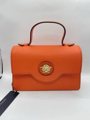 Versace Small Top Handle Vitello Pumpkin $1500 Retail HOT DEAL - Image 1 of 4