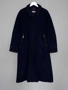 Rare Vintage Schneiders Salzburg Wool Leather Trimmed Coat Jacket Dark Navy 50 - Picture 1 of 24