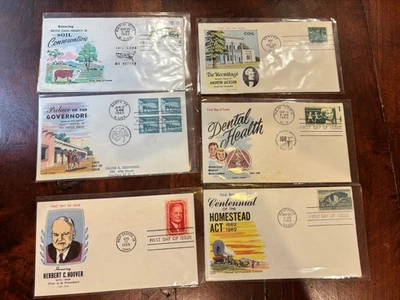 FLEUGEL 6 FDCs 1959-65 Covers: Soil Governors Hoover Jackson Dental Homestead !! - Image 1 of 2