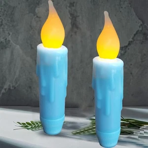 LINCOUNTRY.Primitive Wax Short Taper Candles S, 2pc short blue wax candles  - Picture 1 of 9