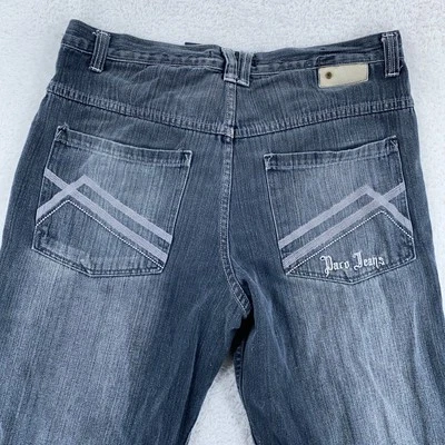 Pantalones de mezclilla Paco Jeans para hombre 38x32 negros pierna recta desgastados informales urbanos Y2K Foto 1 de 4