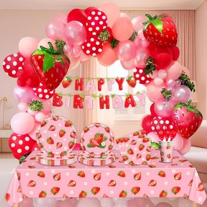229Pcs Strawberry Birthday Party Decorations,Strawberry Party Supplies Balloo... - Picture 1 of 7