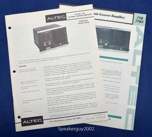 Vintage Altec Operating Instructions & Spec Sheet / 771B 771BX Biamplifiers - Picture 1 of 1
