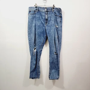 GAP High Rise Destructed Cropped Cigarette Medium Wash Denim Jeans Plus Size 20T - Picture 1 of 11