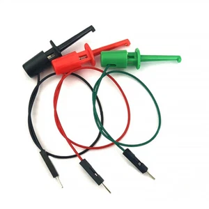 3PCS Hook Type Test Clip Probes Male Head DuPont Line Cable Precise Transistor - Foto 1 di 11