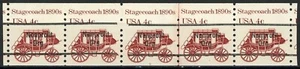 STAGECOACH Precancel MNH Strip of 5 With Line Gap PNC5 PL5 Scott's 1898AB - Picture 1 of 2