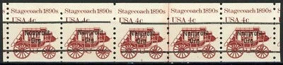 STAGECOACH Precancel MNH Strip of 5 With Line Gap PNC5 PL5 Scott's 1898AB  - Image 1 of 2
