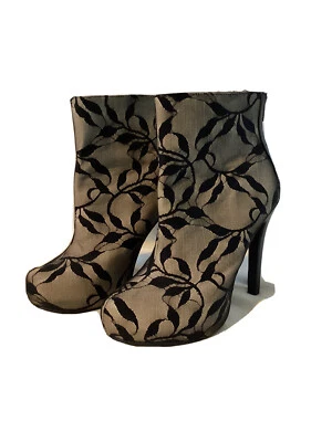 ЧЕРНЫЙ КРУЖЕВНОЙ ИЛЛЮЗИЯ ЛОДЫЖКИ БОТИНОК ПЛАТФОРМЕ STILETTO КАБЛУК ТУФЛИ РАЗМЕР 8 - Изображение 1 из 4