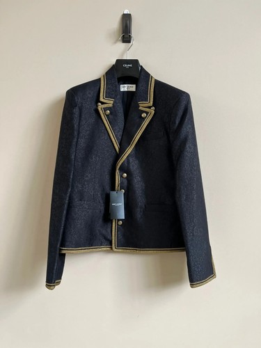 SAINT LAURENT (YSL) Blazer Saint Laurent Paris nero e oro nuovo con etichette taglia 50