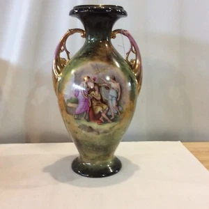 Jarrones Urnas 14" Boudoir Victoria Carlsbad Austria Firmado por Artista Doble Manija - Imagen 1 de 7