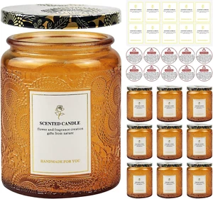 8.8OZ, 9 Pack Embossed Candle Jars for Making Candles, Empty Glass Containers wi - Picture 1 of 12