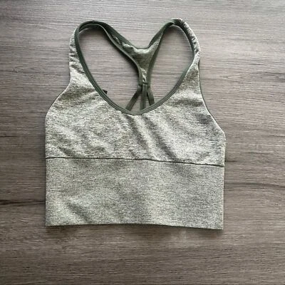 PINK Victoria's Secret Heather Green Sport Bra Sz XS Strappy Racerback - Image 1 of 3