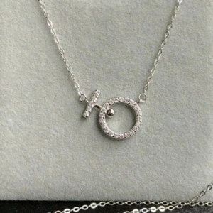 925 Sterling Silver Chain Sliver Cubic Zirconia necklace - Picture 1 of 27