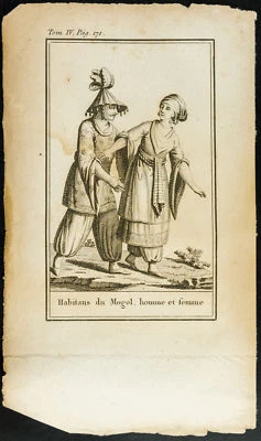 1806 - Gravur Antik Kostüm des Volkes Mongolisch, Mann Und Femme. Mongolei - Bild 1 von 3