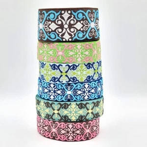Woven Jaquard Ribbon Trim Scroll X Pattern - Picture 1 of 14