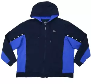 Felpa con cappuccio Lacoste Sport bicolore pile uomo 3XL blu zip bianco coccodrillo SH4817 - Foto 1 di 13