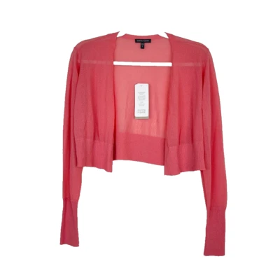 全新 Eileen Fisher Gossamer 绉织短开衫毛衣 沿海 粉色 S — 第 1/4 张图片