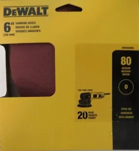 Dewalt DWAS60080 6" Sanding Discs 80 Grit 20 Pack - Picture 1 of 3