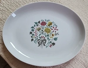 Piatto ovale vintage Kenmark Cina fiori di paglia 13" made in U.S.A Gracious Living - Foto 1 di 10
