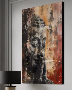 Leinwand Bild Buddha Abstrakt Farbig Dekoration Wohnzimmer Modern Bilder XXL - Bild 1 von 2