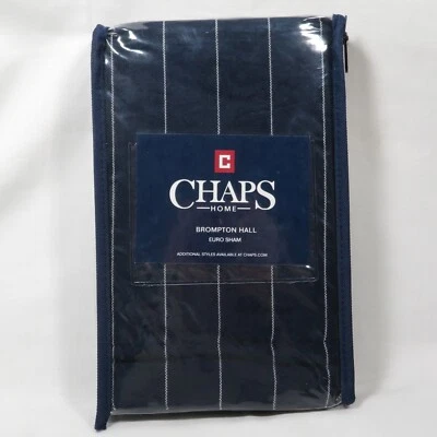Funda de almohada Chaps Home Brompton Hall Euro Sham azul marino rayas blancas Foto 1 de 4