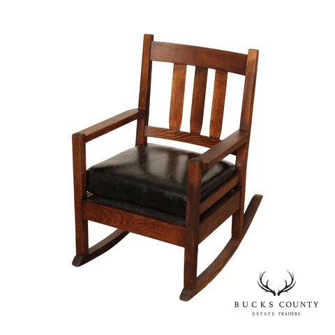 Stickley Brothers Antique Mission Oak and Leather Rocking Chair Cover