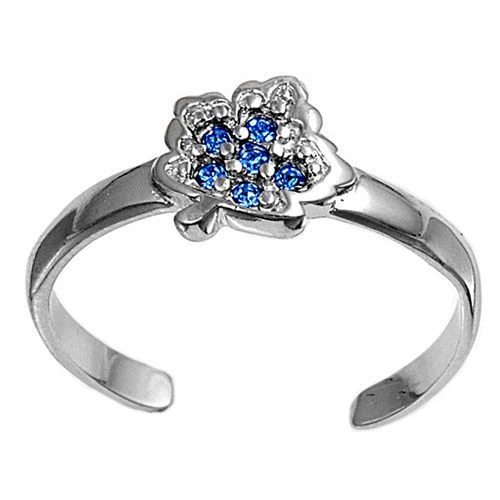 Zehenring Fußschmuck verstellbar Sterling Silber Blauer Zirkonia Blatt 1 - Bild 1 von 1