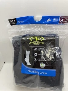 Athletic Works Women's 10-Pack Cushion Ankle Socks Black Size 4-10 Moisture Wick - Picture 1 of 6