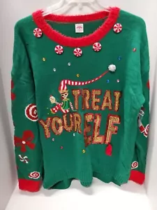 Holiday Time "Treat Your Elf" Ugly Christmas Sweater Strick (XXL/20/2X) Neu mit Etikett - Bild 1 von 6