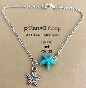 Anklet Starfish Howlite & Starfish Charm 10.5 Inch Artisan Handmade USA 2003 - Picture 1 of 2