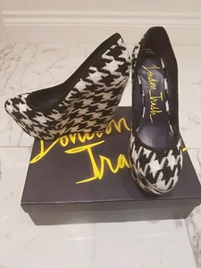 LONDON TRASH Wedges Elm Fut Woven Houndstooth Monochrome Shoes UK Size 6 RRP £95 - Picture 1 of 8